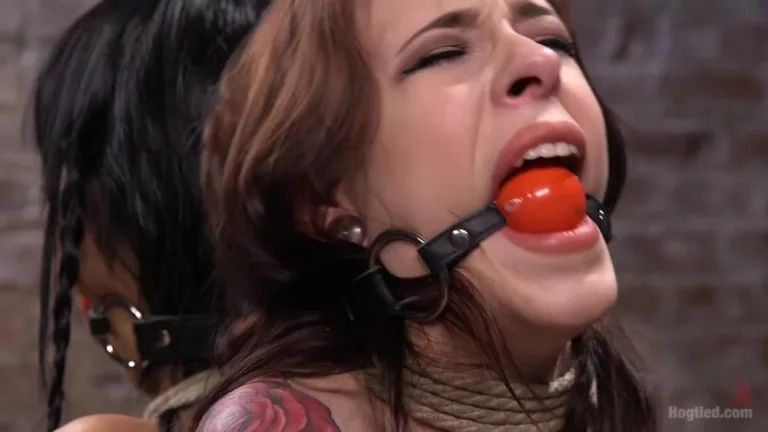 2 Whores in Predicament Bondage, Tormented and Made to Lick Pussy (Hogtied)