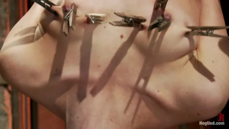 Tiny Southern Belle Hung Upside Down, Clamped, Flogged, her Huge Nipples Tormented, Made to Cum Hard! (Hogtied)