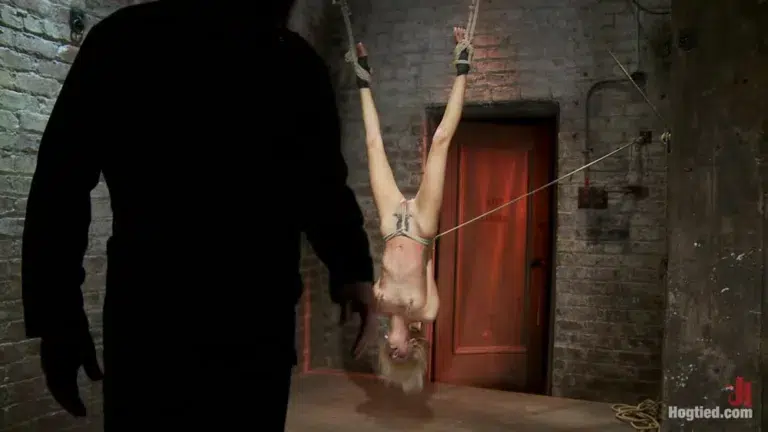 Tiny Southern Belle Hung Upside Down, Clamped, Flogged, her Huge Nipples Tormented, Made to Cum Hard! (Hogtied)